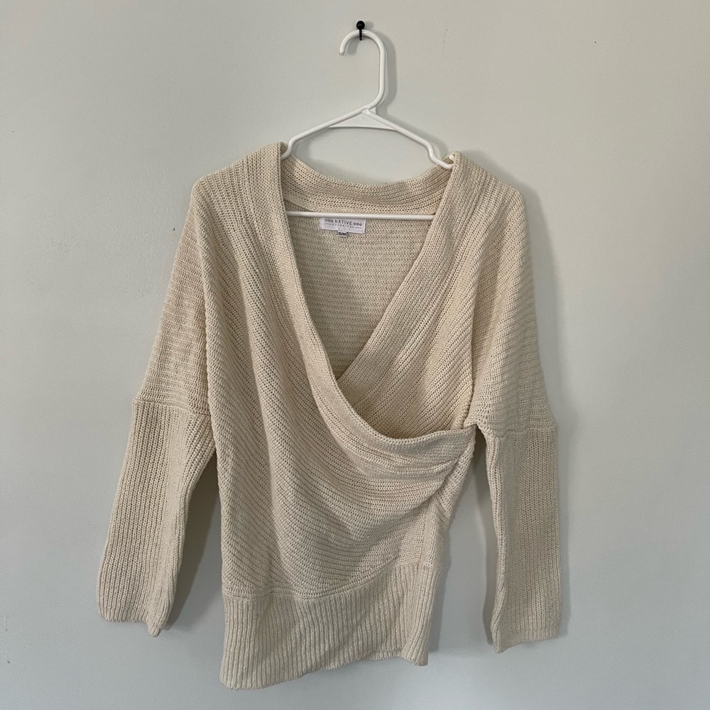High End Boutique Cream Chenille Sweater Crossover